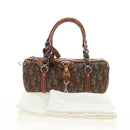 Christian Dior Trotter Canvas Romantic Hand Bag PVC Brown Silver Auth 189127M-12