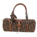 Christian Dior Trotter Canvas Romantic Hand Bag PVC Brown Silver Auth 189127M-13