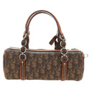 Christian Dior Trotter Canvas Romantic Hand Bag PVC Brown Silver Auth 189127M-2