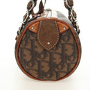 Christian Dior Trotter Canvas Romantic Hand Bag PVC Brown Silver Auth 189127M-3