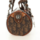 Christian Dior Trotter Canvas Romantic Hand Bag PVC Brown Silver Auth 189127M-4