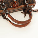 Christian Dior Trotter Canvas Romantic Hand Bag PVC Brown Silver Auth 189127M-7