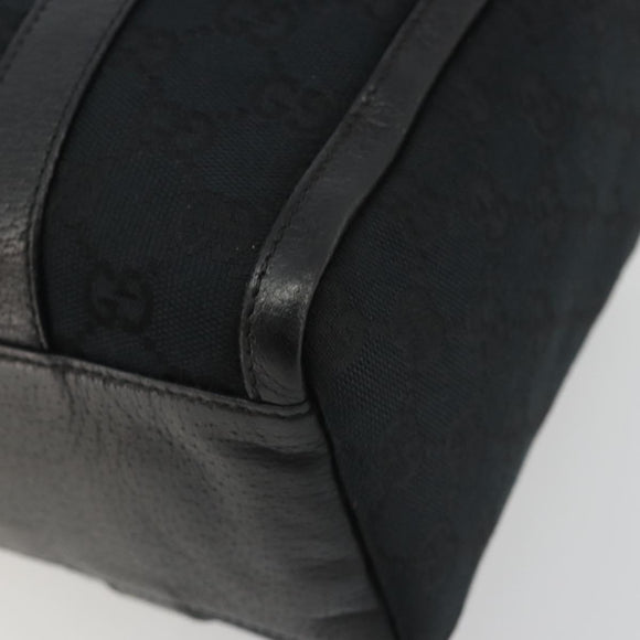 GUCCI GG Canvas Abbey Boston Bag Black Gold 130942 Auth 189128A