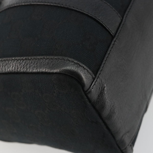 GUCCI GG Canvas Abbey Boston Bag Black Gold 130942 Auth 189128A