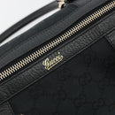 GUCCI GG Canvas Abbey Boston Bag Black Gold 130942 Auth 189128A-17