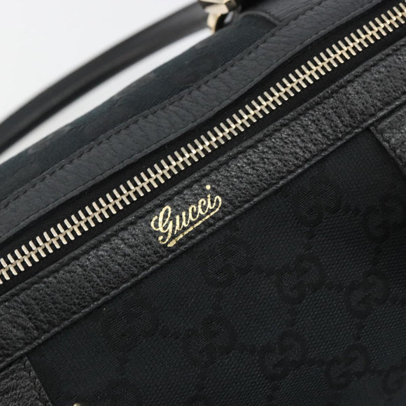 GUCCI GG Canvas Abbey Boston Bag Black Gold 130942 Auth 189128A