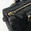 GUCCI GG Canvas Abbey Boston Bag Black Gold 130942 Auth 189128A-10