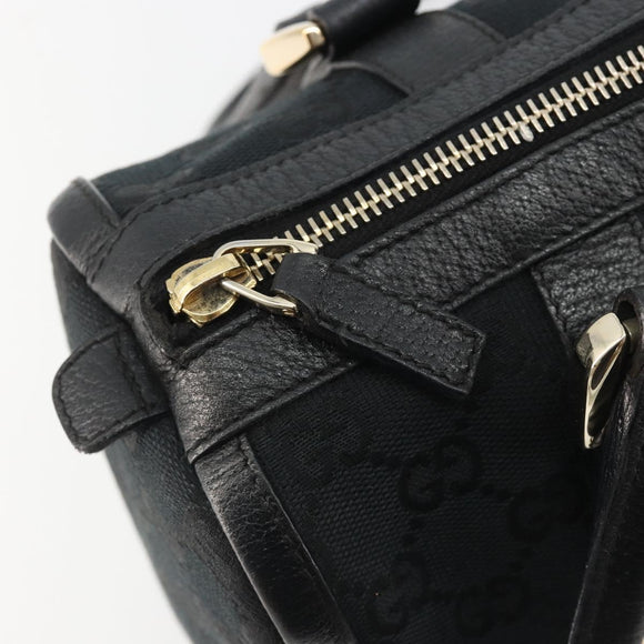 GUCCI GG Canvas Abbey Boston Bag Black Gold 130942 Auth 189128A