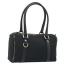 GUCCI GG Canvas Abbey Boston Bag Black Gold 130942 Auth 189128A-1