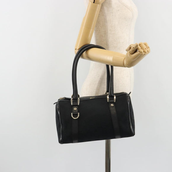 GUCCI GG Canvas Abbey Boston Bag Black Gold 130942 Auth 189128A
