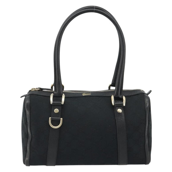 GUCCI GG Canvas Abbey Boston Bag Black Gold 130942 Auth 189128A