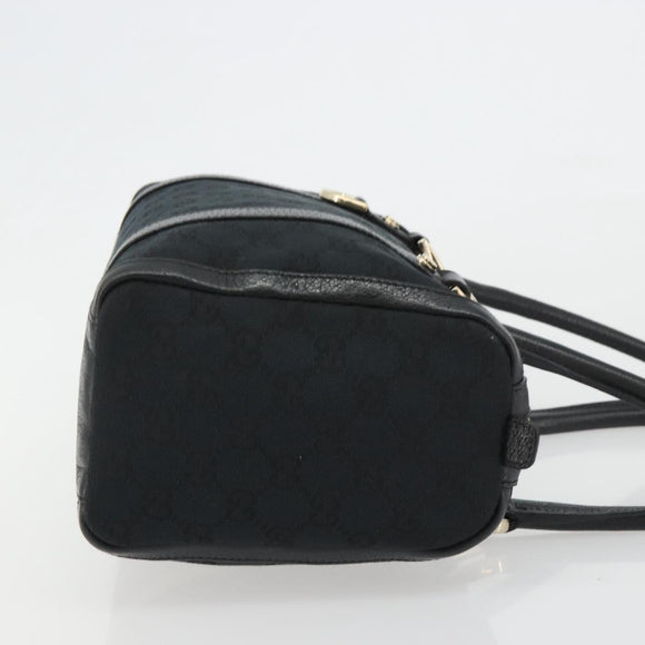 GUCCI GG Canvas Abbey Boston Bag Black Gold 130942 Auth 189128A