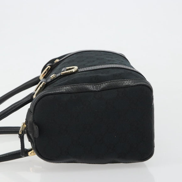 GUCCI GG Canvas Abbey Boston Bag Black Gold 130942 Auth 189128A