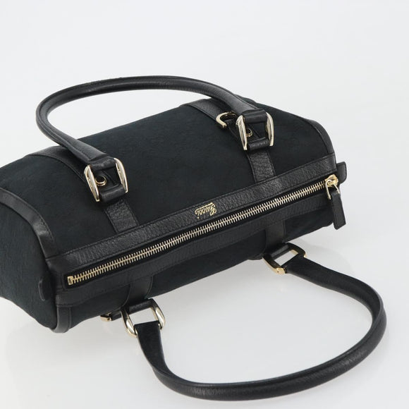 GUCCI GG Canvas Abbey Boston Bag Black Gold 130942 Auth 189128A