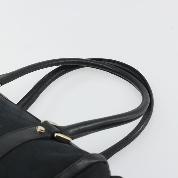 GUCCI GG Canvas Abbey Boston Bag Black Gold 130942 Auth 189128A