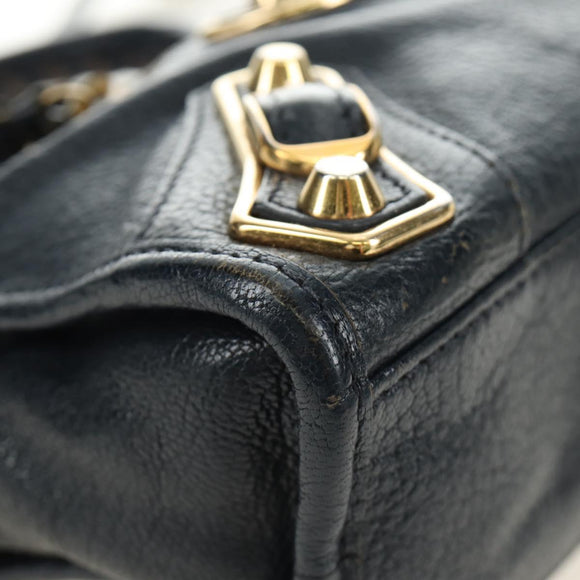 BALENCIAGA Classic Metallic Edge Mini City Bag Leather 2way Navy Auth 189129M