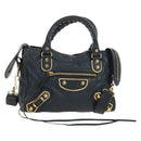 BALENCIAGA Classic Metallic Edge Mini City Bag Leather 2way Navy Auth 189129M-1