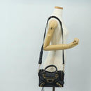BALENCIAGA Classic Metallic Edge Mini City Bag Leather 2way Navy Auth 189129M-27