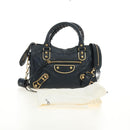 BALENCIAGA Classic Metallic Edge Mini City Bag Leather 2way Navy Auth 189129M-12