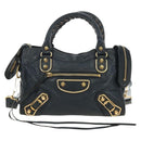 BALENCIAGA Classic Metallic Edge Mini City Bag Leather 2way Navy Auth 189129M-13