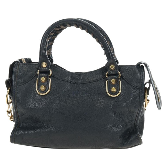 BALENCIAGA Classic Metallic Edge Mini City Bag Leather 2way Navy Auth 189129M