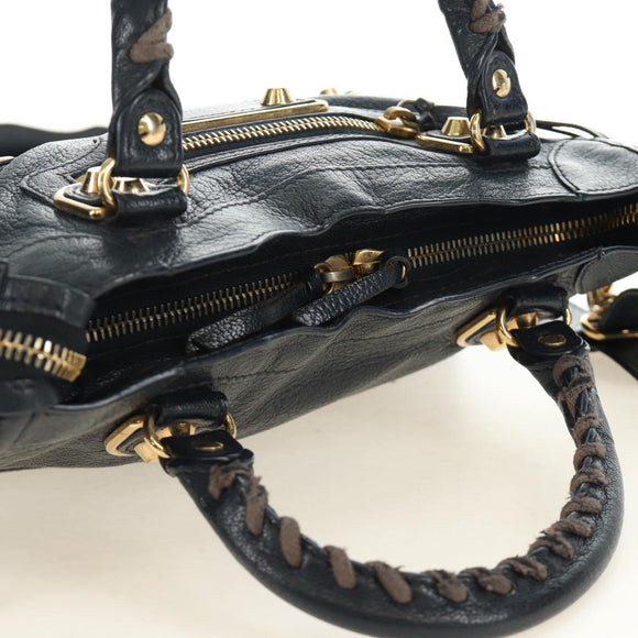BALENCIAGA Classic Metallic Edge Mini City Bag Leather 2way Navy Auth 189129M