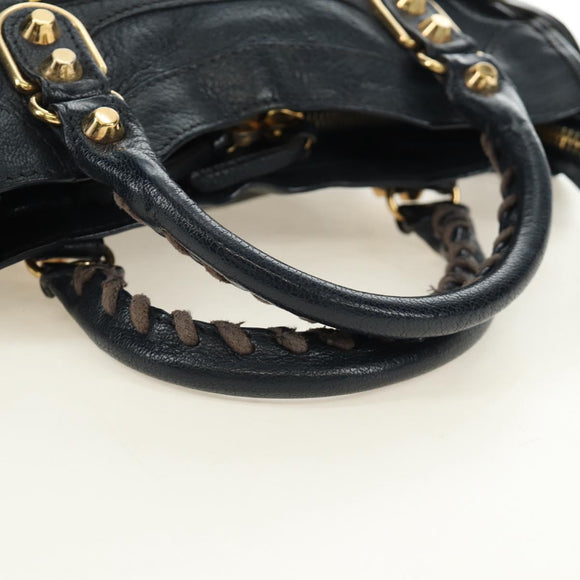 BALENCIAGA Classic Metallic Edge Mini City Bag Leather 2way Navy Auth 189129M