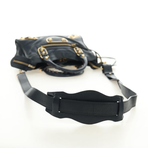 BALENCIAGA Classic Metallic Edge Mini City Bag Leather 2way Navy Auth 189129M