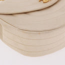 CHANEL Chain Shoulder Bag Satin Champagne Gold Gold CC Auth 189130A-9