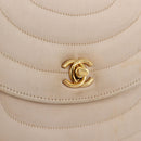 CHANEL Chain Shoulder Bag Satin Champagne Gold Gold CC Auth 189130A-17