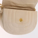 CHANEL Chain Shoulder Bag Satin Champagne Gold Gold CC Auth 189130A-19