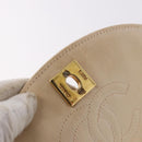 CHANEL Chain Shoulder Bag Satin Champagne Gold Gold CC Auth 189130A-11