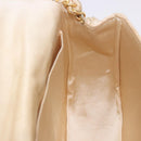 CHANEL Chain Shoulder Bag Satin Champagne Gold Gold CC Auth 189130A-21