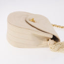 CHANEL Chain Shoulder Bag Satin Champagne Gold Gold CC Auth 189130A-3
