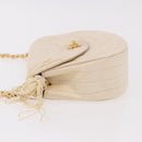 CHANEL Chain Shoulder Bag Satin Champagne Gold Gold CC Auth 189130A-4