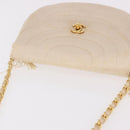 CHANEL Chain Shoulder Bag Satin Champagne Gold Gold CC Auth 189130A-6