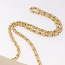 CHANEL Chain Shoulder Bag Satin Champagne Gold Gold CC Auth 189130A-8