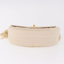 CHANEL Chain Shoulder Bag Satin Champagne Gold Gold CC Auth 189130A-5