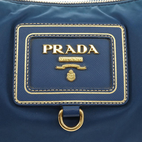PRADA Shoulder Bag Nylon 2way Blue Gold Auth 189145V