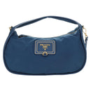 PRADA Shoulder Bag Nylon 2way Blue Gold Auth 189145V-2