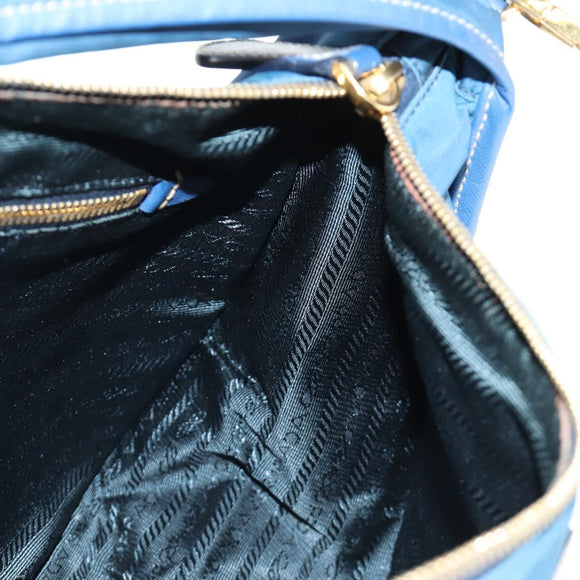 PRADA Shoulder Bag Nylon 2way Blue Gold Auth 189145V
