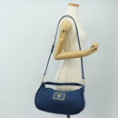 PRADA Shoulder Bag Nylon 2way Blue Gold Auth 189145V-28