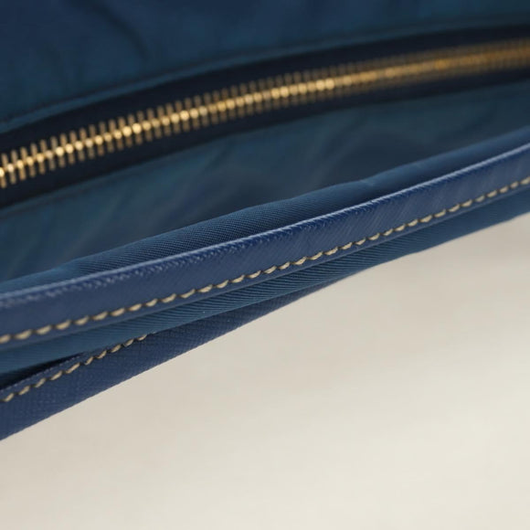 PRADA Shoulder Bag Nylon 2way Blue Gold Auth 189145V
