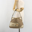 GUCCI GG Canvas Horsebit Shoulder Bag Beige 137388 Auth 189146V-23