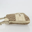 GUCCI GG Canvas Horsebit Shoulder Bag Beige 137388 Auth 189146V-4