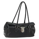 PRADA Shoulder Bag Leather Black Silver Auth 189148A-1