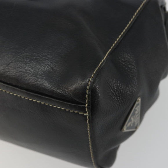 PRADA Shoulder Bag Leather Black Silver Auth 189148A