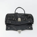 PRADA Shoulder Bag Leather Black Silver Auth 189148A-16