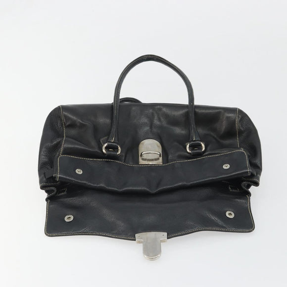 PRADA Shoulder Bag Leather Black Silver Auth 189148A