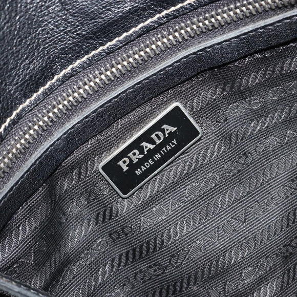PRADA Shoulder Bag Leather Black Silver Auth 189148A
